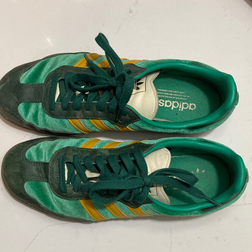 Adidas Teal and Gold Sneakers